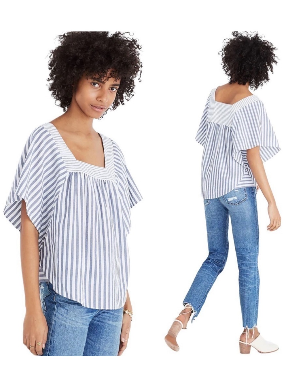 Madewell Butterfly Striped Blouse in Stripe Play Size Large